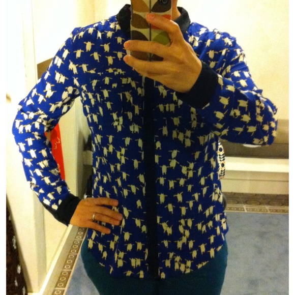 Anthropologie Maeve Penguin Retro Print Collar Button Top XS 0 - Picture 2 of 12